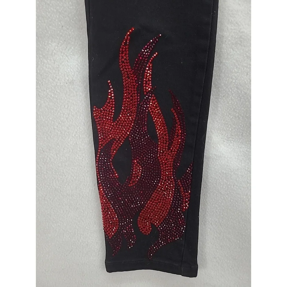 GVAPI Overseaz Drip Jeans Mens 30‎ Flame Rhinestone Distressed Limited Edition